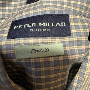 Peter Millar Blue & Tan Plaid Button-Down Shirt